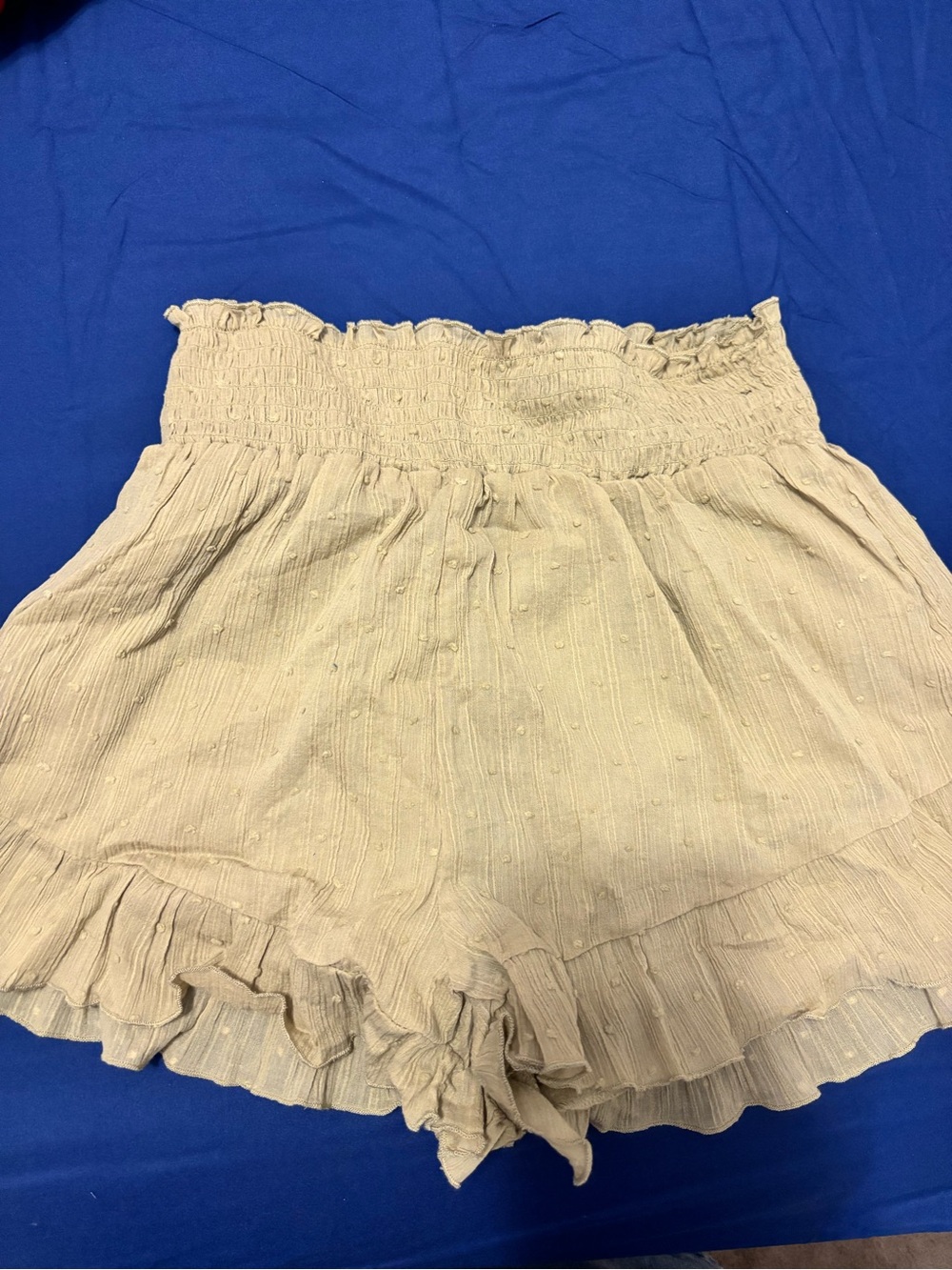 Forever 21 Light Green Ruffle High-Waist Smocked Shorts